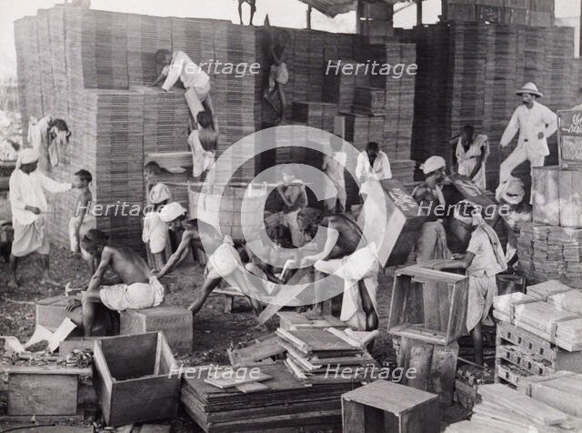 Making tea boxes, Bengal, c1920. Creator: Bourne & Shepherd.
