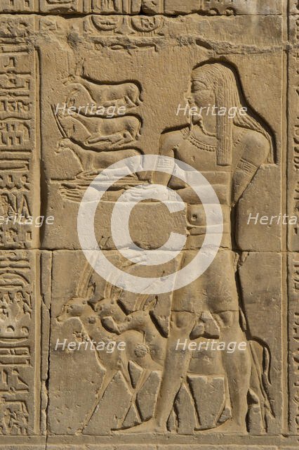 Offerer relief, Temple of Kom Ombo, Egypt, Ptolemaic Dynasty, 2nd century BC (2023). Creator: Unknown.