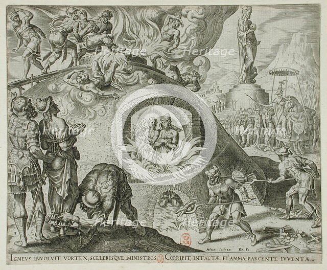 The Three Jews Cast into the Fiery Furnace, 1565. Creator: Philip Galle.