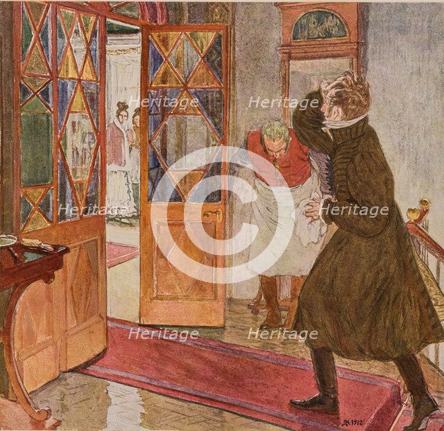 Illustration to the comedy Woe from Wit by Alexander Griboyedov, 1913.