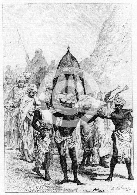 The funeral of Sinbad's wife, 19th century. Artist: Unknown