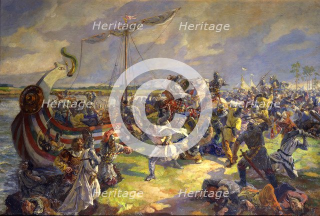 'The Battle of the Neva on July 15, 1240', 1940.  Artist: Julia Truze-Ternovskaya