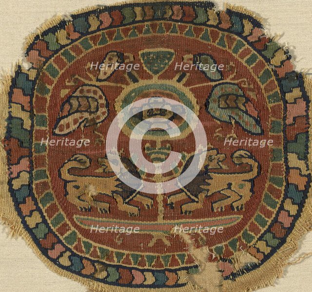 Roundel, Egypt, Roman period (30 B.C.-641 A.D.)/ Sassanid period (621-629), 6th/8th century. Creator: Unknown.