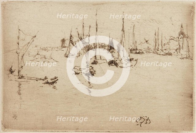 Barges, Dordrecht, 1884. Creator: James Abbott McNeill Whistler.