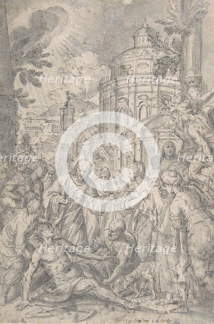 The Raising of the Youth of Naim, late 16th-early 17th century. Creator: Georg Pecham.