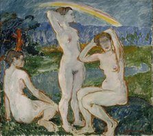 Bathing Women, sketch, 1912. Creator: Jalmari Ruokokoski.