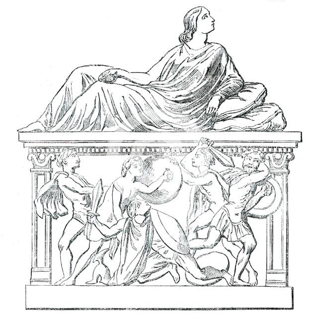 Etruscan Sarcophagus, presented to the British Museum by the Marquis of Northampton, 1850. Creator: Unknown.