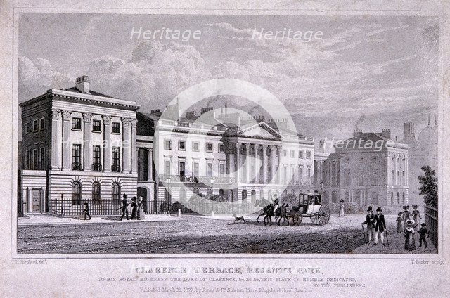 Clarence Terrace, Regent's Park, Marylebone, London, 1827. Artist: Thomas Barber