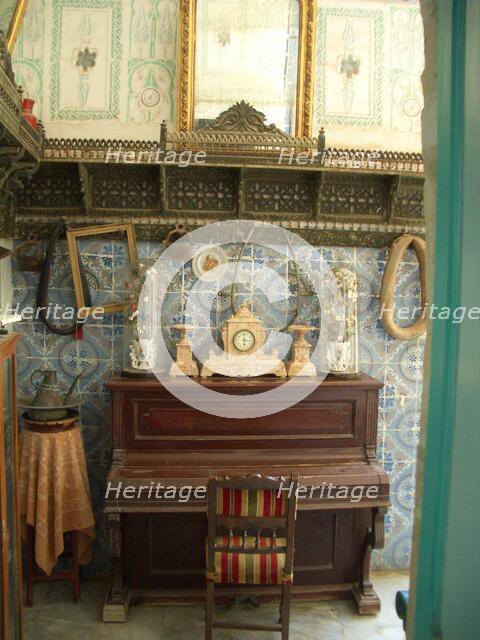Interior with piano, Dar Essid Museum, Sousse, Tunisia, 2009.  Creator: Amanda Waite.