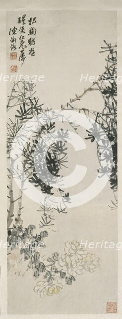 The Pine and the Chrysanthemum Endure, probably 1901 - 1925. Creator: Chen Hengke.