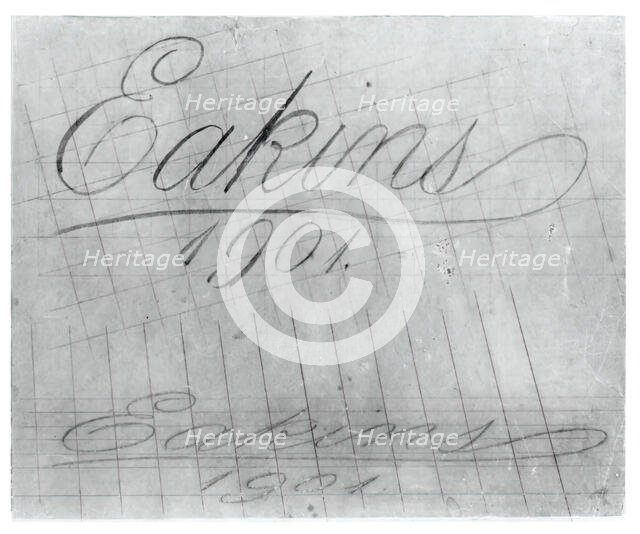 (Untitled) (Perspective Study Of Signature) (Study for Portrait Of Professor Leslie W. Miller), 1901 Creator: Thomas Eakins.