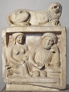 Tombstone depicting a ritual meal.