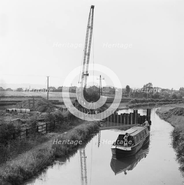 Construction across a canal on the route of the Barlaston pipeline, Staffordshire, 10/06/1970. Creator: John Laing plc.