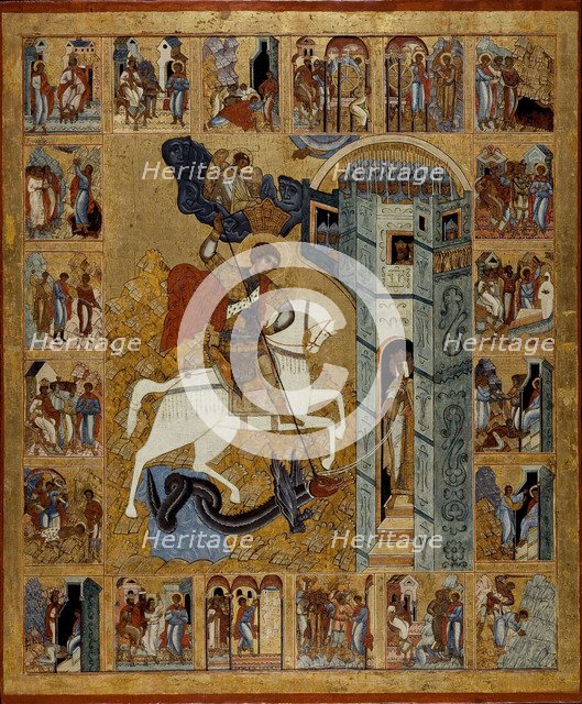 Saint George with Scenes from His Life. Artist: Russian icon 