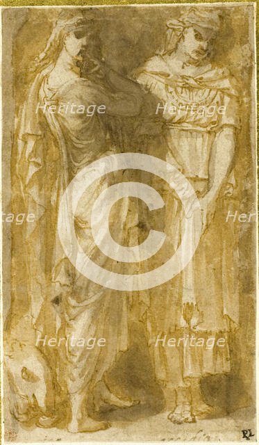 Two Standing Female Allegorical Figures: Anger and Sloth, n.d. Creator: Unknown.