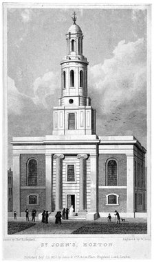 Church of St John the Baptist, Hoxton, London, 1827.     Artist: W Bond