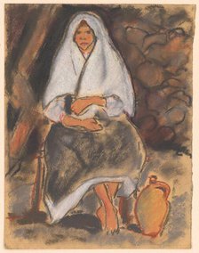 Seated Girl with a Jug, 1931. Creator: Zolo Palugyay.