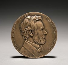 Abraham Lincoln Medal (obverse), 1900s. Creator: Charles Calverley (American, 1833-1914).