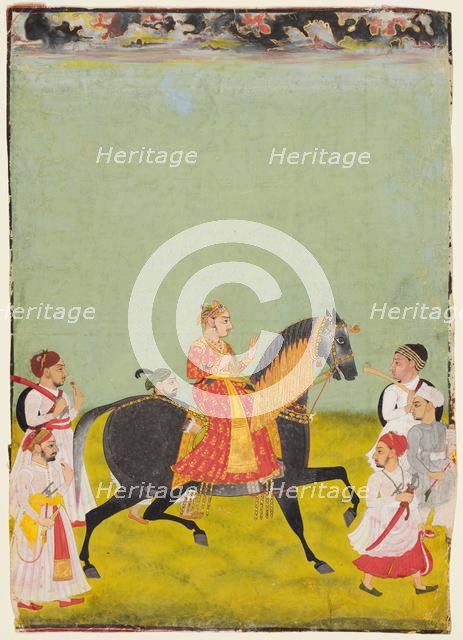 Equestrian Raj Singh II, son of Pratap Singh (r. 1752-55), c. 1760. Creator: Unknown.