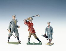 Lead figures of golfers, c1920s. Artist: Unknown