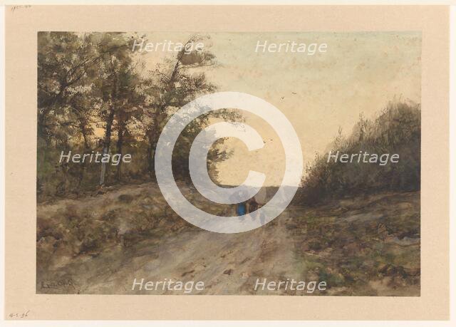 Landscape with figures on a country road, 1874-1918. Creator: Louis Apol.