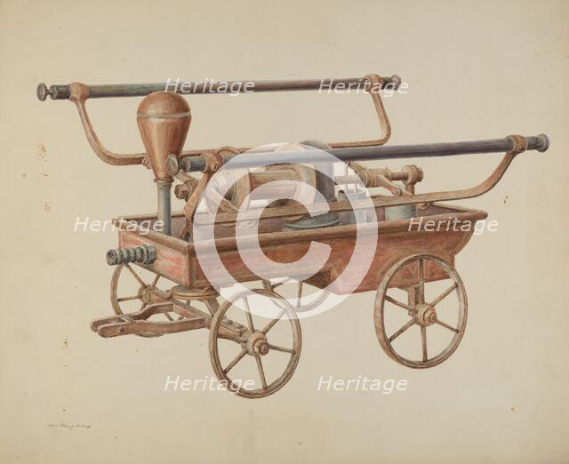 Hand Operated Fire Pump, c. 1938. Creator: Hans Mangelsdorf.