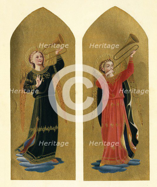 'Two Angels with Trumpets', 15th century, (c1909). Artist: Fra Angelico.