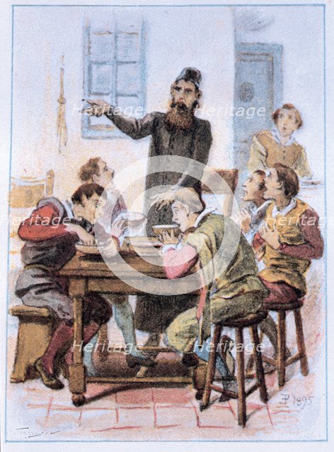 Engraving with a scene from the work 'Historia del Buscón llamado Don Pablos' (Story of the Buscó…