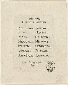 Title Page, from Der VII Planeten, n.d. Creator: Conrad Meyer.