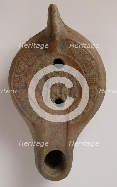 Lamp with the Three Hebrews before Nebuchadnezzar, Tunisia, 5th-6th century. Creator: Unknown.