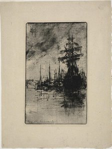Sailboats on the water, c. 1888. Creator: Henri-Charles Guerard.