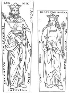 King Clotaire II (584-629) and Bertude (575-604), 12th century (1849). Artist: Unknown