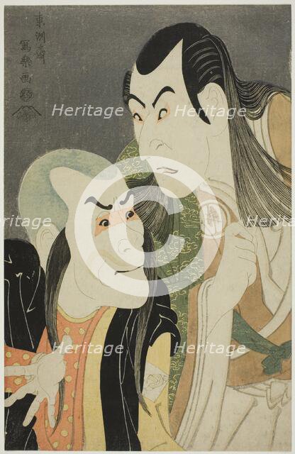 The actors Sawamura Yodogoro II (R) as Kawatsura Hogen and Bando Zenji (L) as Onisadobo, 1794. Creator: Tôshûsai Sharaku.