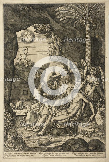 Saint Anthony Finds the Hermit Saint Paul Dead in the Arms of Angels, 1582. Creator: Bernardino Passeri.