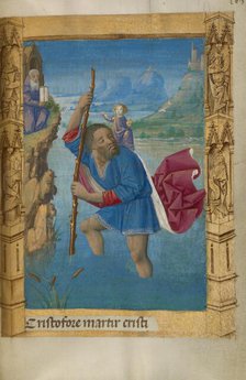 Saint Christopher Carrying the Christ Child; Book of Hours, 1478. Creator: Master of Guillaume Lambert.