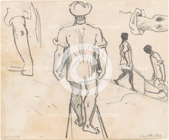 Studies of Peasants with Wheelbarrows [verso], 1870-1872. Creator: John Singer Sargent.