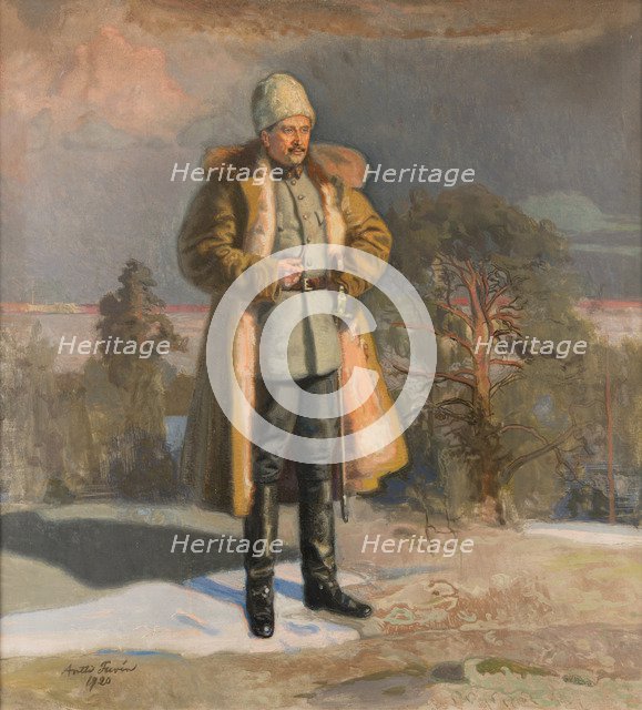 General Mannerheim watching the Battle of Tampere, 1920.