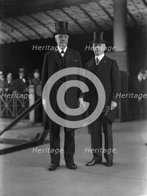 Robert Lansing, US Secretary of State, greeting Balfour, British Commissionn, 1917. Creator: Harris & Ewing.