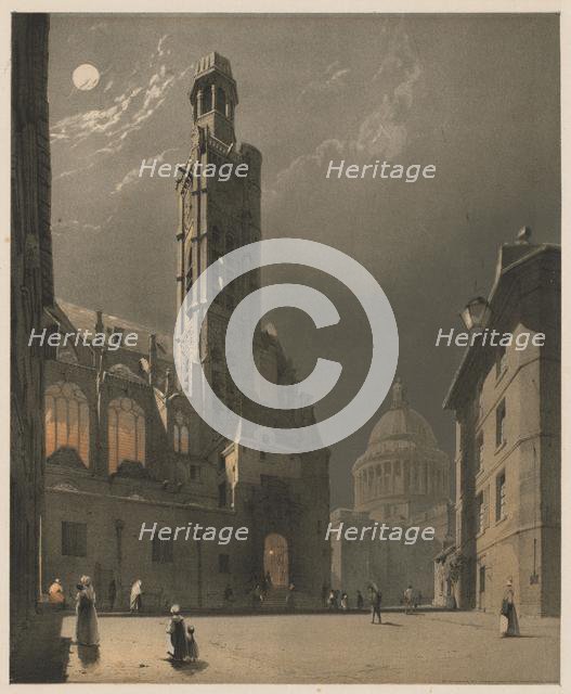 Picturesque Architecture in Paris, Ghent, Antwerp, Rouen: St. Etienne du Mont and the Pantheon..., 1 Creator: Thomas Shotter Boys (British, 1803-1874); Charles Joseph Hullmandel.