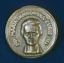 Medal commemorating Marie Sklodowska Curie, Polish-born French physicist, 1967. Artist: Unknown