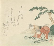 Two Girls Collect New Year's Herbs, 1797. Creator: Kubo Shunman.