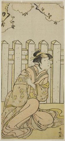 The Actor Osagawa Tsuneyo II as Onoe in the Play Haru no Nishiki Date-zome Soga..., c. 1790. Creator: Katsukawa Shunko.