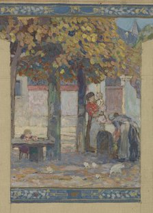 Esquisse pour la mairie de Fresnes : Paysage. Scènes de village, 1905. Creator: Victor Menu.