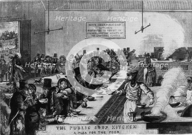 The north west public soup kitchen, Marylebone Road, London, 1858. Artist: C Wragg