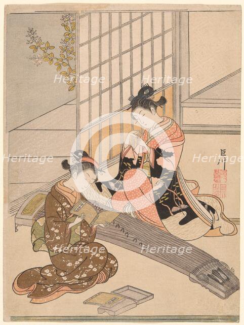 Descending Geese of the Koto Bridges (Kotoji no rakugan), from the series "Eight Views..., c. 1766. Creator: Suzuki Harunobu.