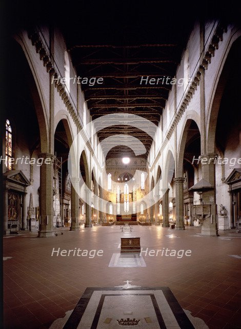 Interior view of the Church of Santa Croce, attributed to Arnolfo di Cambio in Florence.