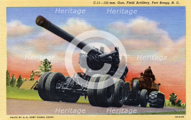 155mm gun, Field Artillery, Fort Bragg, North Carolina, USA, 1941. Artist: US Army Signal Corps