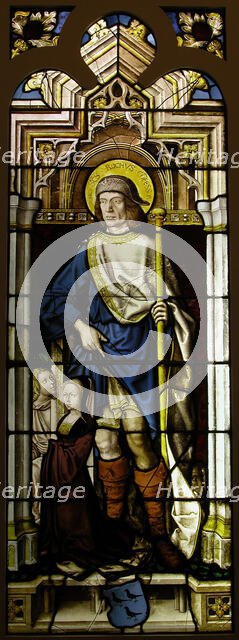 Stained Glass Panel with Saint Roch, the van Merle Family Arms and a Donor, German, 16th century. Creator: Unknown.