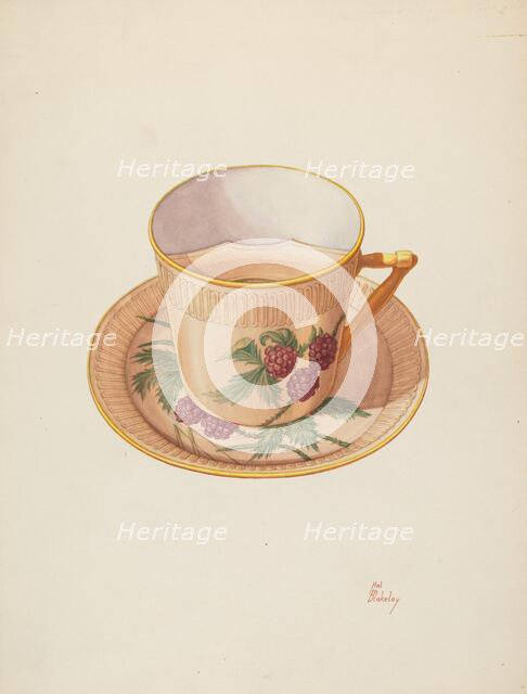 Moustache Cup and Saucer, c. 1940. Creator: Hal Blakeley.