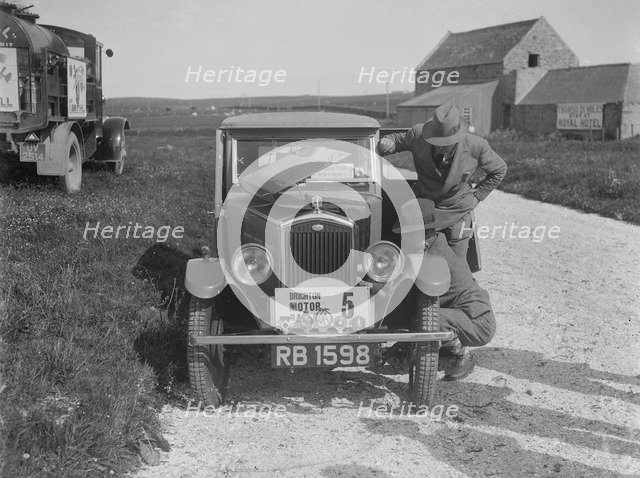 'Boy Blue 2', Wolseley Hornet saloon of DEM Douglas-Morris, B&HMC Brighton Motor Rally, 1930. Artist: Bill Brunell.
